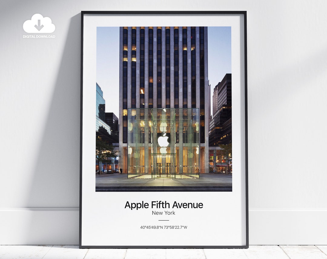 APPLE Poster. Apple Fifth Avenue Poster. Apple Cube Store Print ...