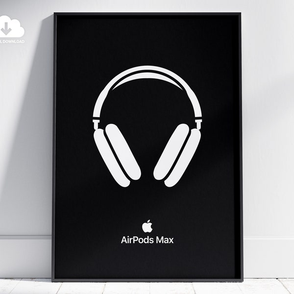 Apple AirPods Max Poster. APPLE Poster. Apple AirPods Max Wall Art. Printable Apple Airpods Poster. Apple Lovers Gift Poster. Office Decor.