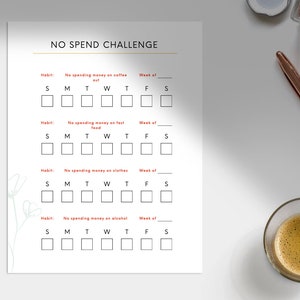 No Spend Challenge | 2 Versions: Prefilled & Blank | Printable PDF