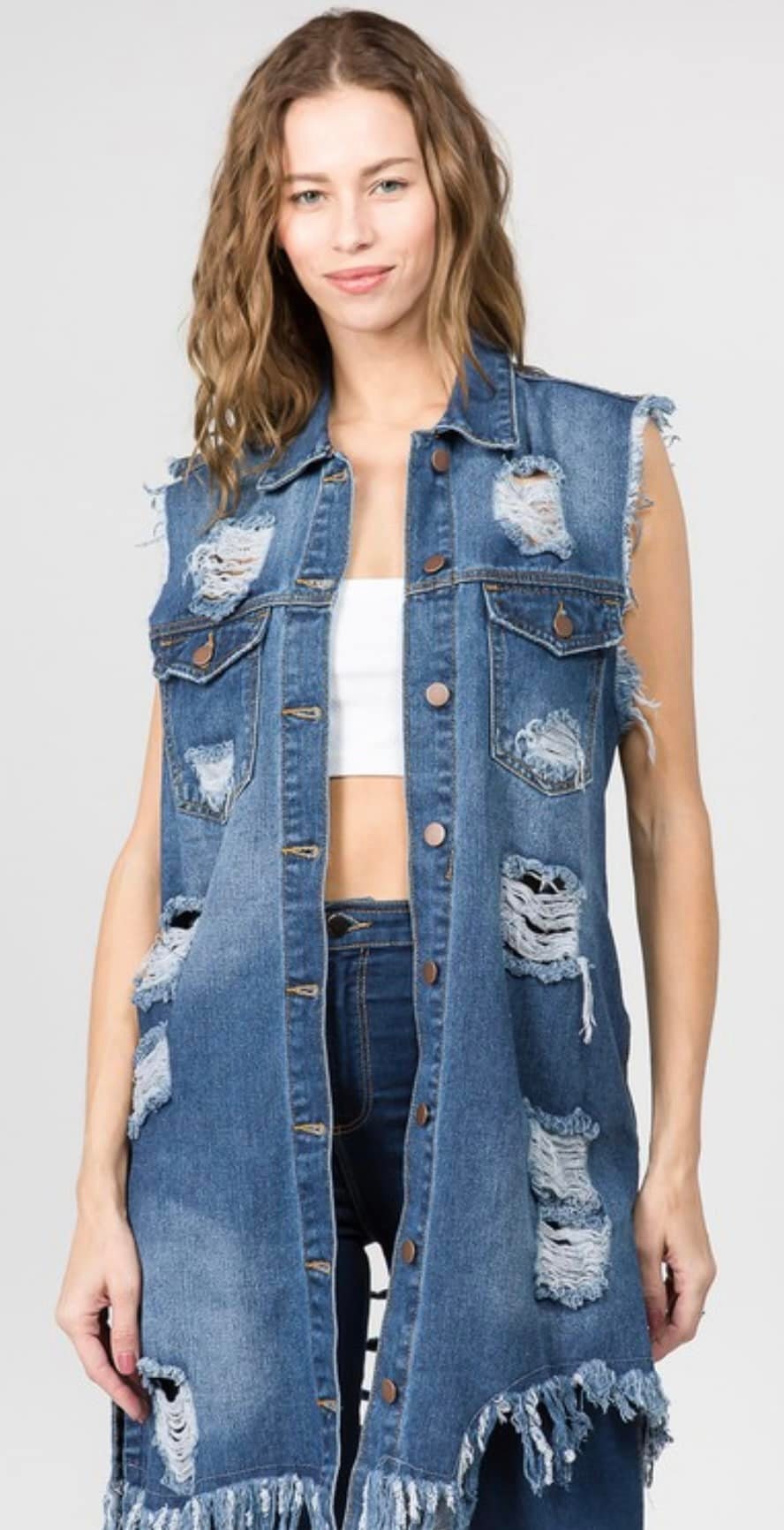 Plus Size Denim Vest Etsy