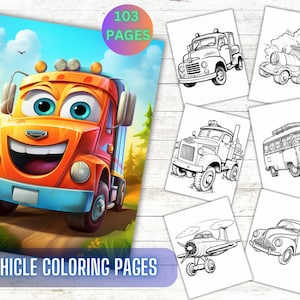 103 Vehicle Coloring Pages for Kids | Cute Vehicle Coloring Book | Coloring Pages for Girls and Boys | Kids Coloring Book Pdf