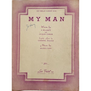 1921 My Man Sheet Music Feist Popular Standard Series