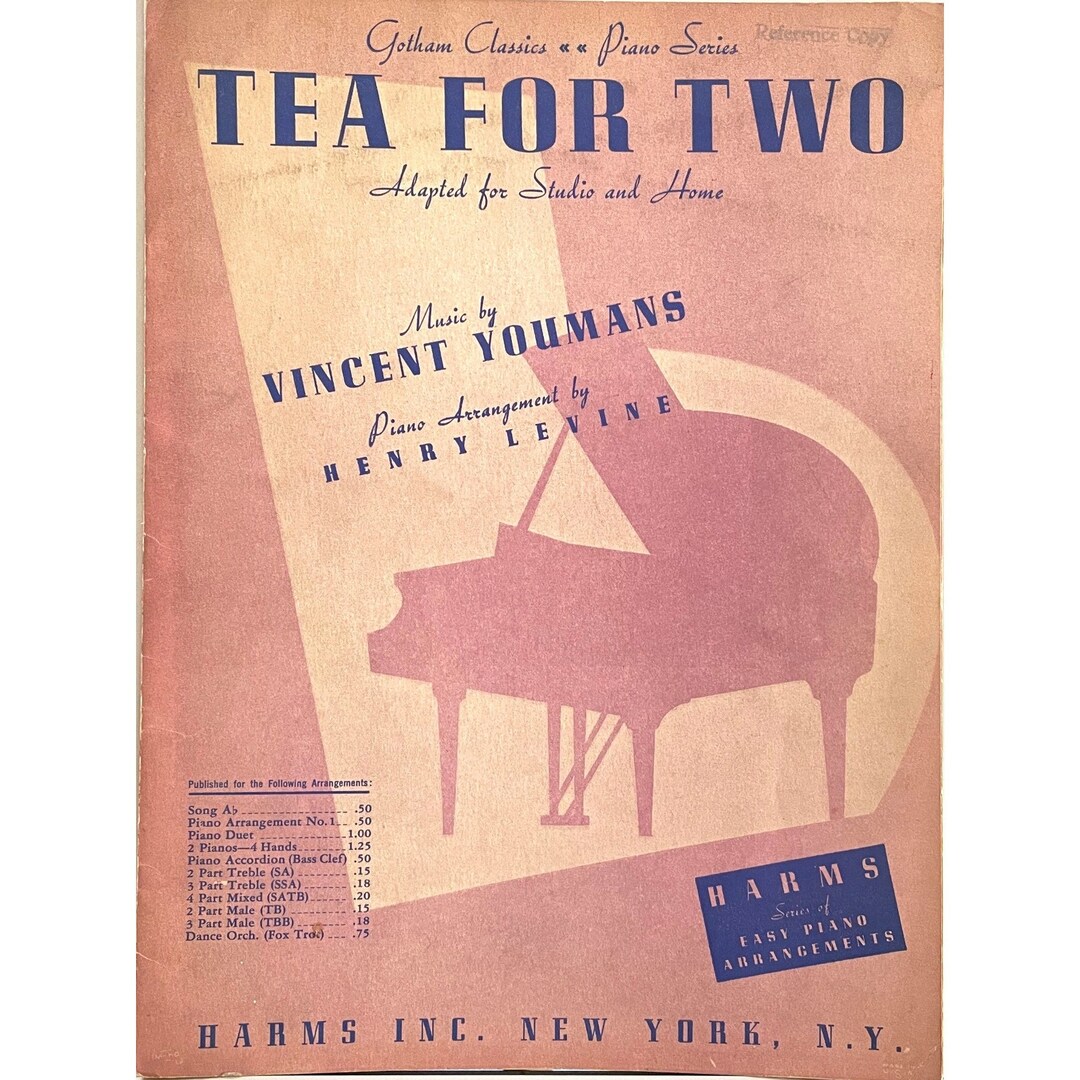 1940 Gotham Classics Piano Series Sheet Music Tea for Two Vincent