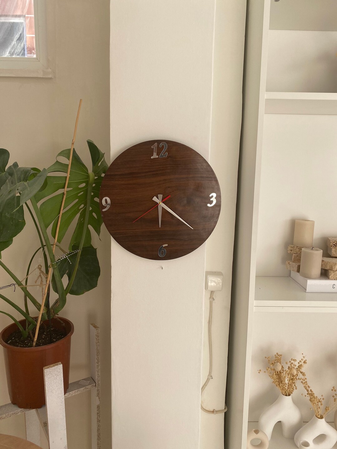Handmade Round American Walnut Wall Clock, Natural Wood Clock ...