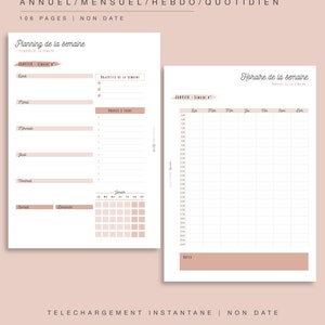 Agenda non daté, recharge annuelle complète Terracotta de planificateur A4/A5 en français, pour agenda papier et digital, PDF à imprimer image 6