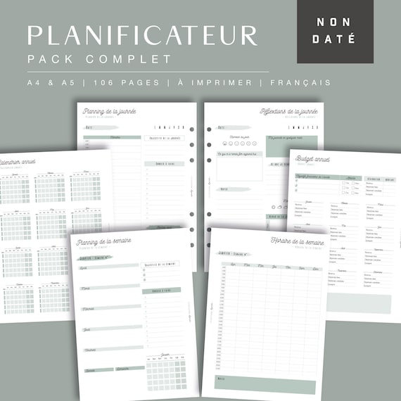 Digital and Paper Refill for Complete Undated Planner, French A4
