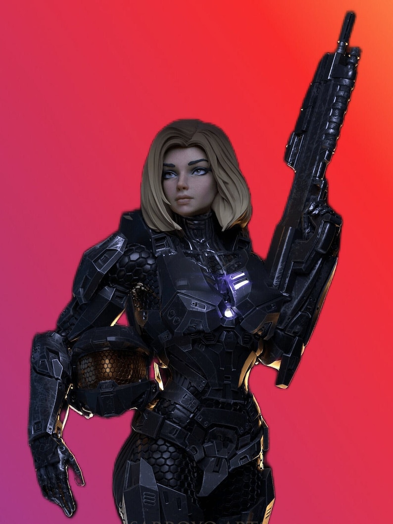 Halo Female Warrior Spartan STL 3d Print Files Etsy Denmark
