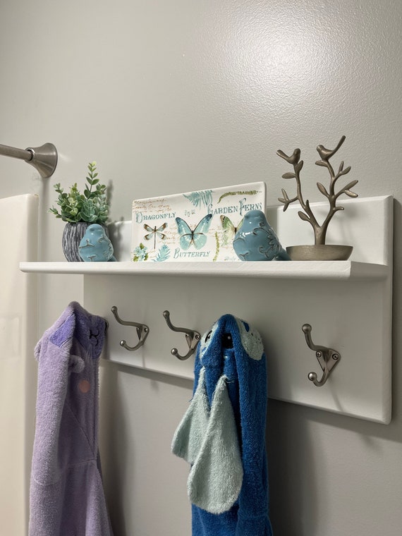 Bathroom Shelving With Towel Hooks, Entryway Coat Hooks With Shelf, Decor  Shelf With Hooks, Shelving With Towel Hooks, Floating Shelf 