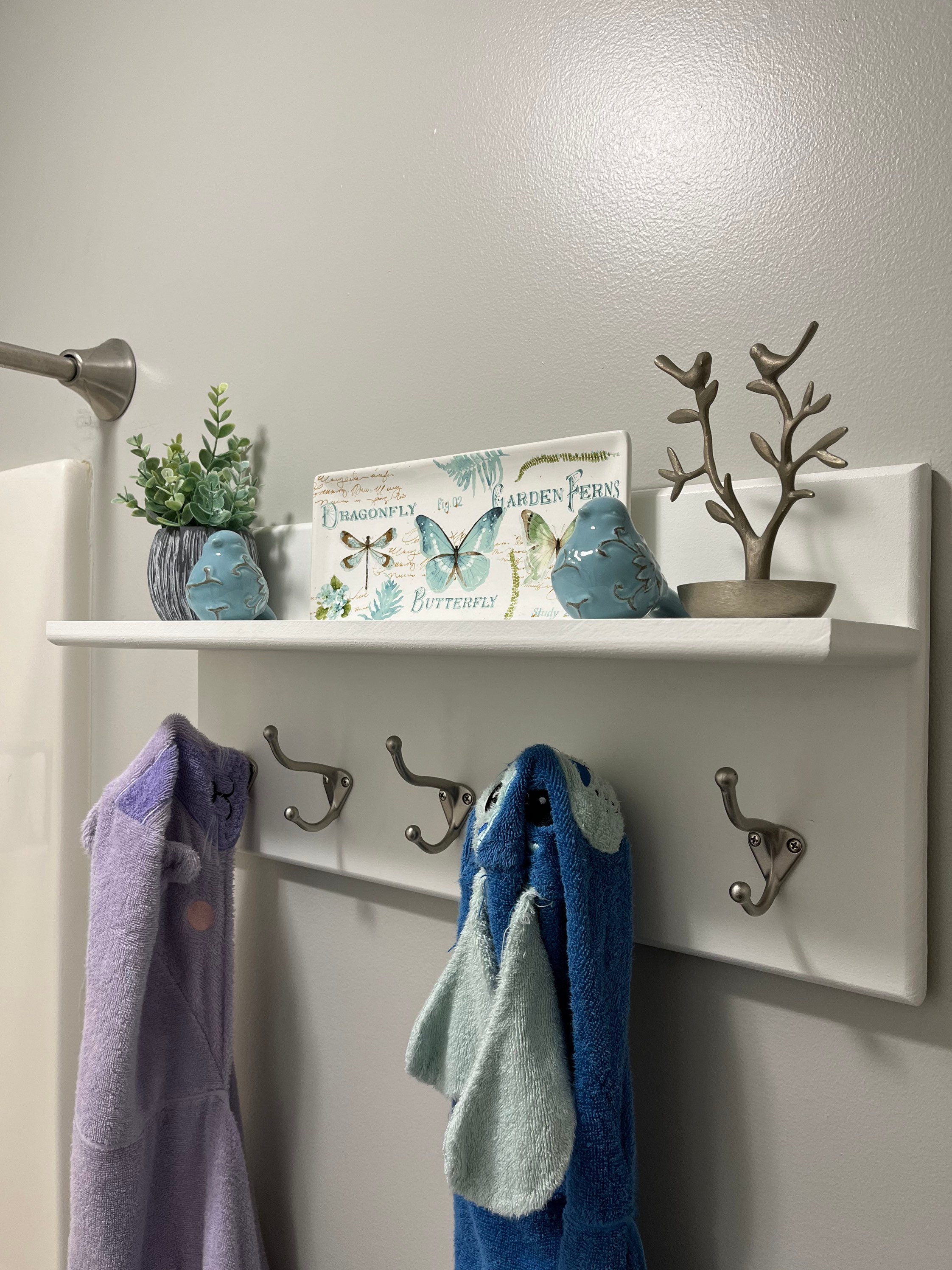 Bathroom Shelving With Towel Hooks, Entryway Coat Hooks With Shelf ...