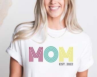 Custom Retro Mom Est shirt, mom t-shirt, Valentines Day Shirt, Mother's day Shirt, Mimi Gigi Aunt shirt, Mother's Day Gift , Gift for mom