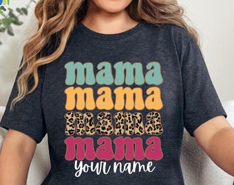 Custom Retro Mama T-shirt: Personalized Mom Shirt With Names