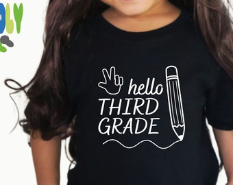 Hello Third Grade Shirt, Teacher Back to School Tee