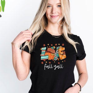 Love Fall Y&#39;All Shirt, Leopard Print Fall Shirt, Thanksgiving,Hello Pumpkin, Peace Love Thanksgiving, Family Thanksgiving Tee,Love Vibes Tee