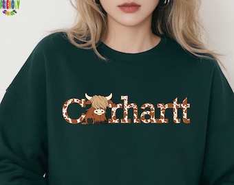 Highland Cow Sweatshirt, Western Style Crewneck, Animal Lover Gift