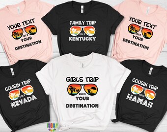 Camisetas de viaje personalizadas, camisetas de viaje para chicas, camisetas de vacaciones para mejores amigas, camisetas de viaje familiar, camisetas de viaje por carretera para primos