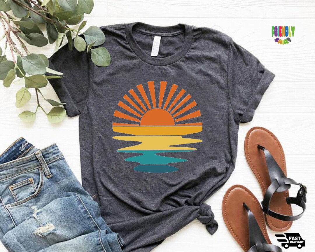 Sunset Riot Shirt Retro Sunset Rays Wavy Shirt, Sun Shirt, Retro Sunshine Shirt, Sun Rays ...