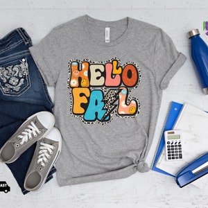 Hello Fall Leopard Print Shirt - Autumn Thanksgiving Tee