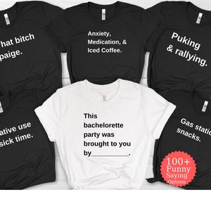 Chemises personnalisées pour EVJF, chemise sur le thème Cartes contre l'humanité, t-shirt demoiselle d'honneur bachelorette, t-shirt voyage filles bachelorette équipe mariée