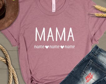 Custom Mama Shirt: Personalized Mom T-shirt with Children's Names