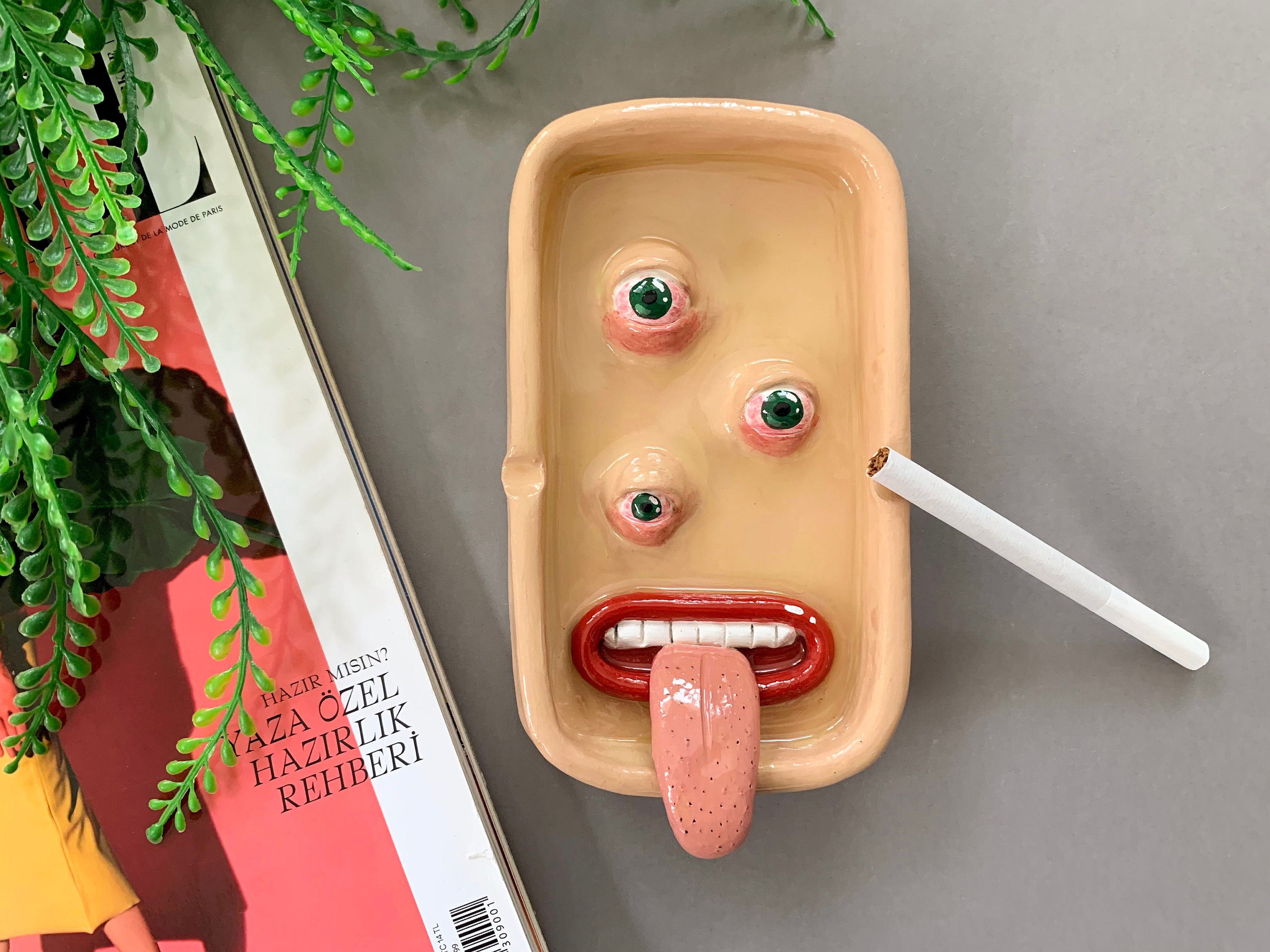 Clay Ashtray Creepy Faces / Air Dry Clay and Resin Ashtray / Etsy