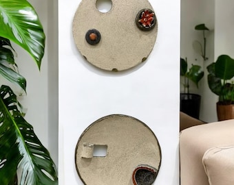 Handmade Glazed Ceramic Wall Art Set: Abstract Textured Sculpture