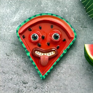 Clay Ashtray / Creepy Watermelon Incense Burner / Air Dry Clay Resin Ashtray / Creepy Fruits / Unique Gifts