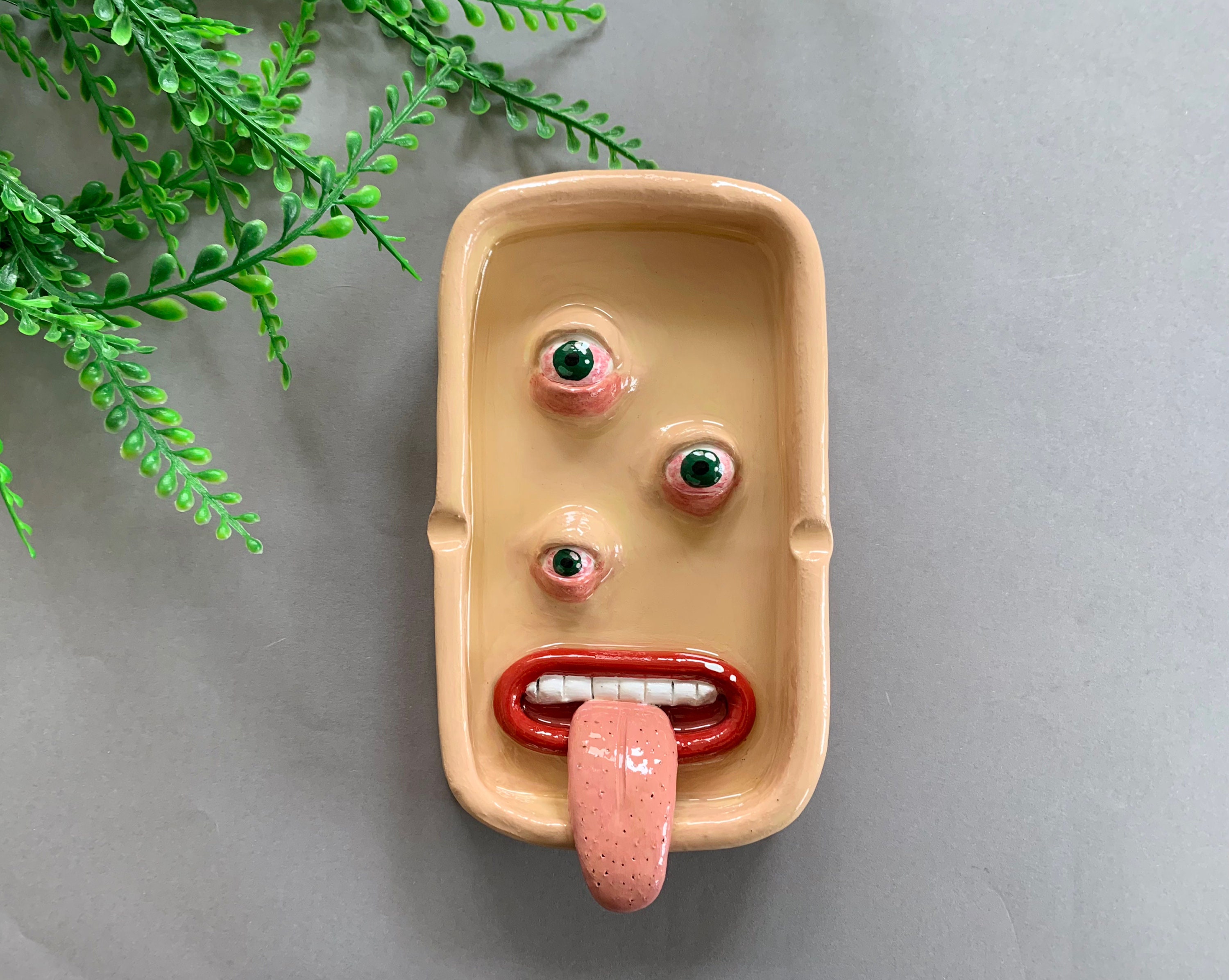 Clay Ashtray Creepy Faces / Air Dry Clay and Resin Ashtray / Etsy UK