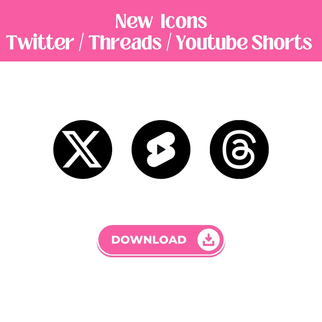 Black Social Media Icons New Twitter, New Threads Icons, Icon Bundle