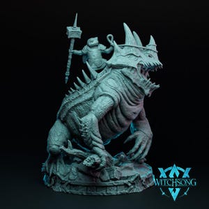 Paddorna - Paddkungen rider på en ödla TTRPG NPC/Boss Mini Standard - Enorm 45 mm/90 mm/130 mm - Byster 50 mm/100 mm/120 mm