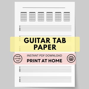 BLANK GUITAR TAB Paper, Printable Download, Blank Tabs, Guitar Chord Chart, Kindle Scribe Guitar Pdf, Chord and Tab Manuscript Paper