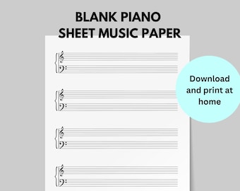 BLANK PIANO SHEET Music, Piano Manuscript Paper, Printable Blank Staff Paper, Blank Sheet Music, Music Classroom, Piano Teacher, Compose