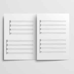 BLANK STRING QUARTET Staff Paper, Printable Quartet Manuscript, 2 Systems Per Page, Blank Sheet Music, String Quartet Score, Composer Paper