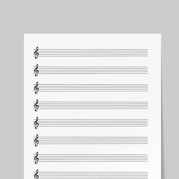 BLANK MANUSCRIPT PAPER - treble clef, Unlimited Print At Home Staff Paper, Stave Paper, Blank Sheet Music, Write Your Own Music Paper