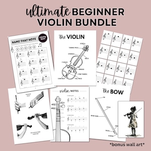 Lot VIOLONISTE DÉBUTANT, Violon à imprimer, Notes de violon, Cartes-éclair pour violon, Ressources pour professeur de violon, Posters, Apprenez par vous-même