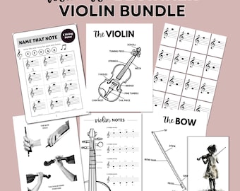 ULTIMATE BEGINNER VIOLINIST Bundle, Violin Printable, Violin Notes, Violin Flashcards, Violin Teacher Resources, Posters, Teach Yourself