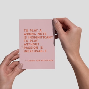 Cartolina con citazione musicale ispiratrice, arte per studio musicale, poster per aula di musica, citazione di Beethoven, decorazione per insegnanti di musica, regalo per musicisti classici