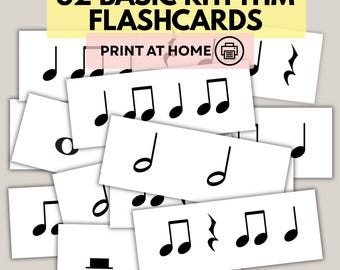 BASIC RHYTHM FLASHCARDS Printable, Music Flash Cards, Beginner Piano Flashcards, Printable Rhythm Flashcards, Music Teaching Resource Jpgs