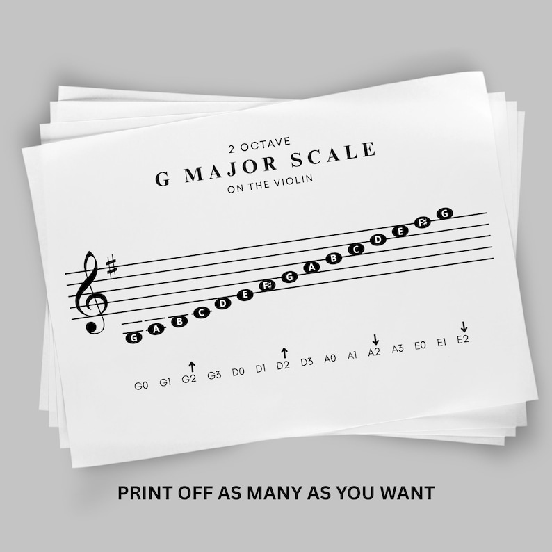 G MAJOR SCALE Violin Printable, Beginner Violin, Violin Teacher ...
