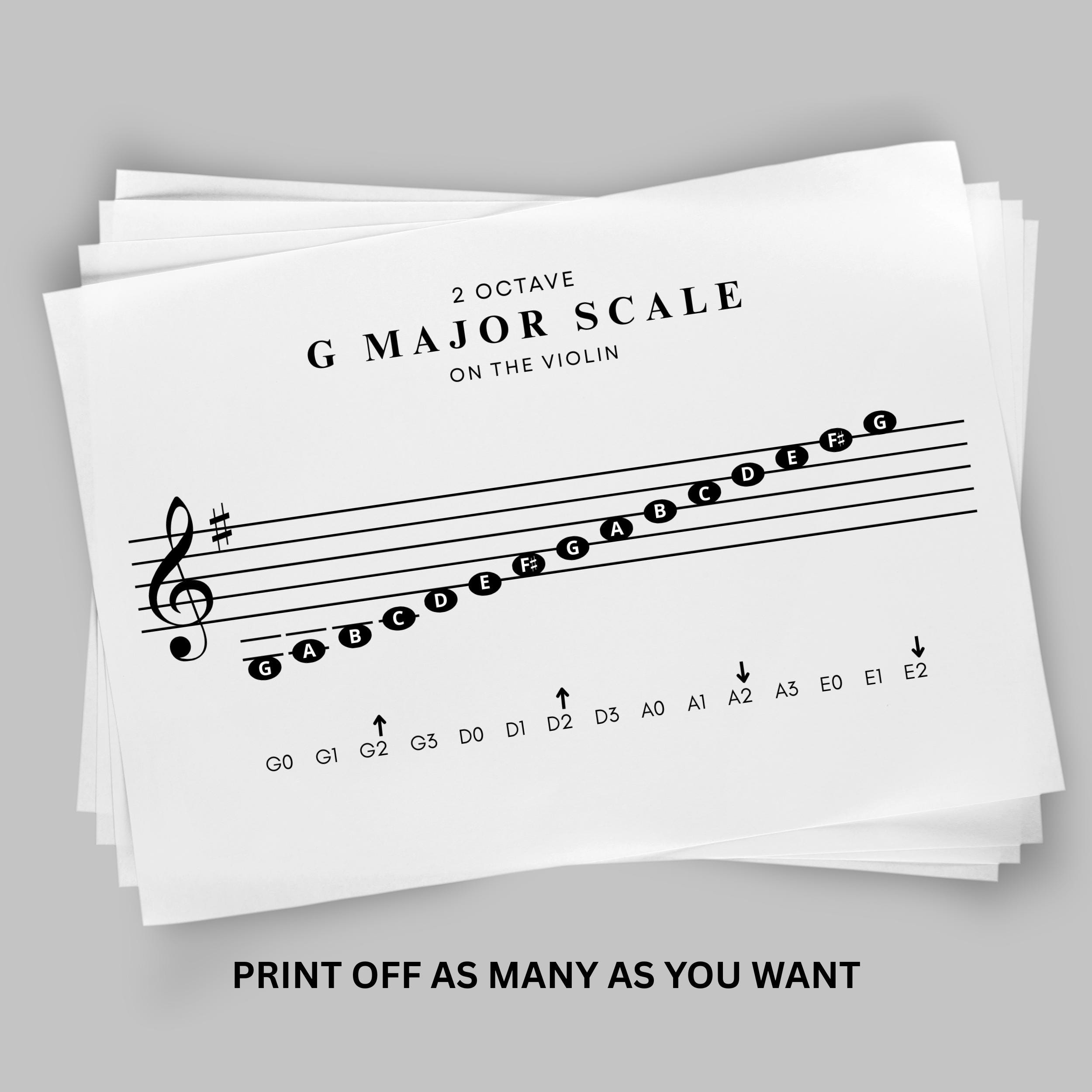 G MAJOR SCALE Violin Printable, Beginner Violin, Violin Teacher ...
