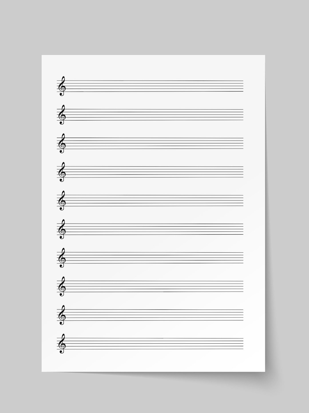 BLANK MANUSCRIPT PAPER Treble Clef, Unlimited Print at Home Staff Paper