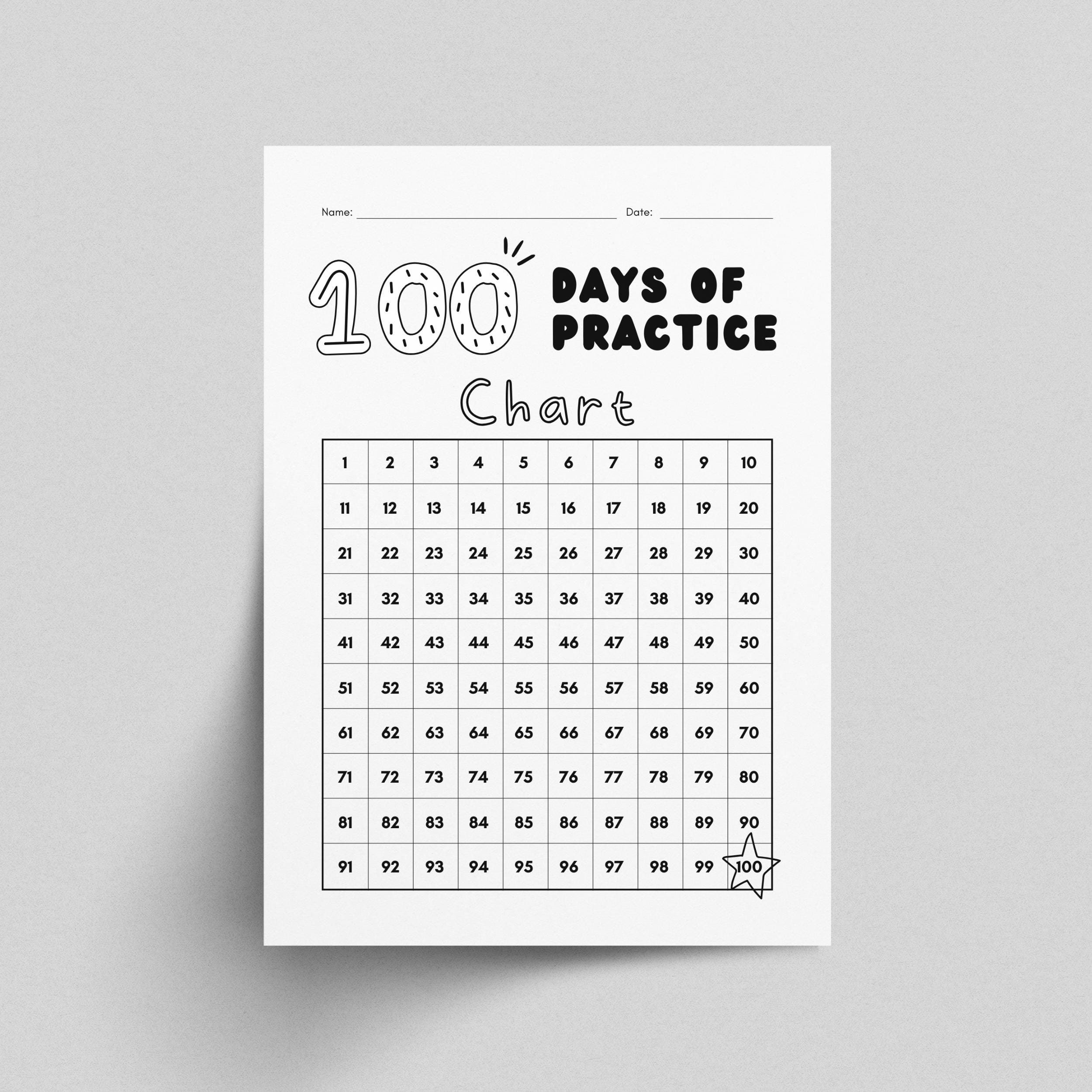 100 Days Of Practice Chart, One Hundred Days Challenge, Violin Practice, Piano Tracker, Music Practice Log, Music Teacher Resource Printable