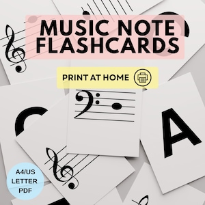 MUSIC NOTE FLASHCARDS Printable- Piano Note Flash Cards, Bass and Treble Clef Notes, Printable Music Flashcards, Music Teaching Resource Pdf