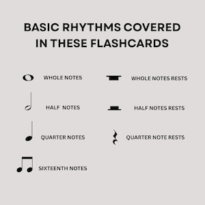 BASIC RHYTHM FLASHCARDS Printable, Music Flash Cards, Beginner Piano ...