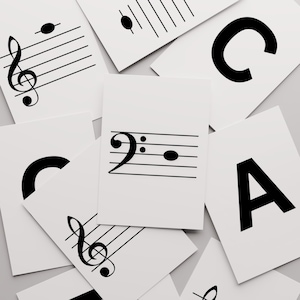 MUSIC NOTE FLASHCARDS Printable- Piano Note Flash Cards, Bass and Treble Clef Notes, Printable Music Flashcards, Music Teaching Resource Pdf