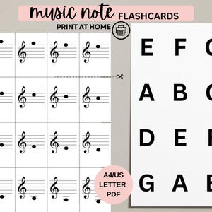 MUSIC NOTE FLASHCARDS Printable- Piano Note Flash Cards, Bass and Treble Clef Notes, Printable Music Flashcards, Music Teaching Resource Pdf