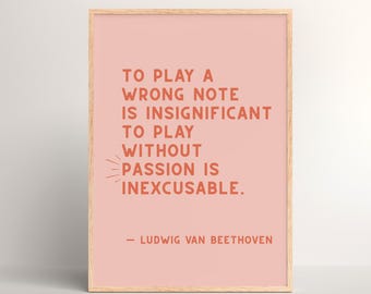 Inspirational Music Quote Wall Art, Music Studio Art, Music Classroom Poster, Beethoven Quote, Music Teacher Decor, Classical Musician Gift