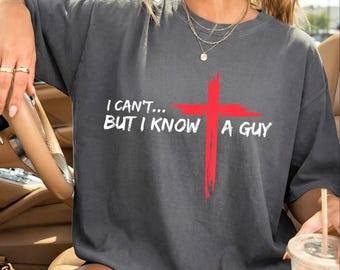 No puedo, pero conozco a un chico PNG, diseño divertido de camiseta cristiana, sublimación de humor de fe con cruz de Jesús, descarga digital de cita religiosa