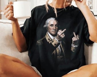 Funny George Washington Middle Finger PNG: Patriotic Sarcastic Historical Meme Graphic Art (Digital Download)
