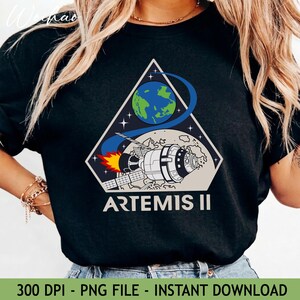 Artemis II Mission Astronaut PNG | Space Capsule Lunar Mission Shirt Design | Sublimation Instant Download