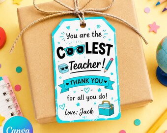 Etiqueta de regalo "Eres el/la mejor profesor/a" (plantilla editable de Canva) / Etiqueta imprimible de agradecimiento para profesores / Descarga instantánea